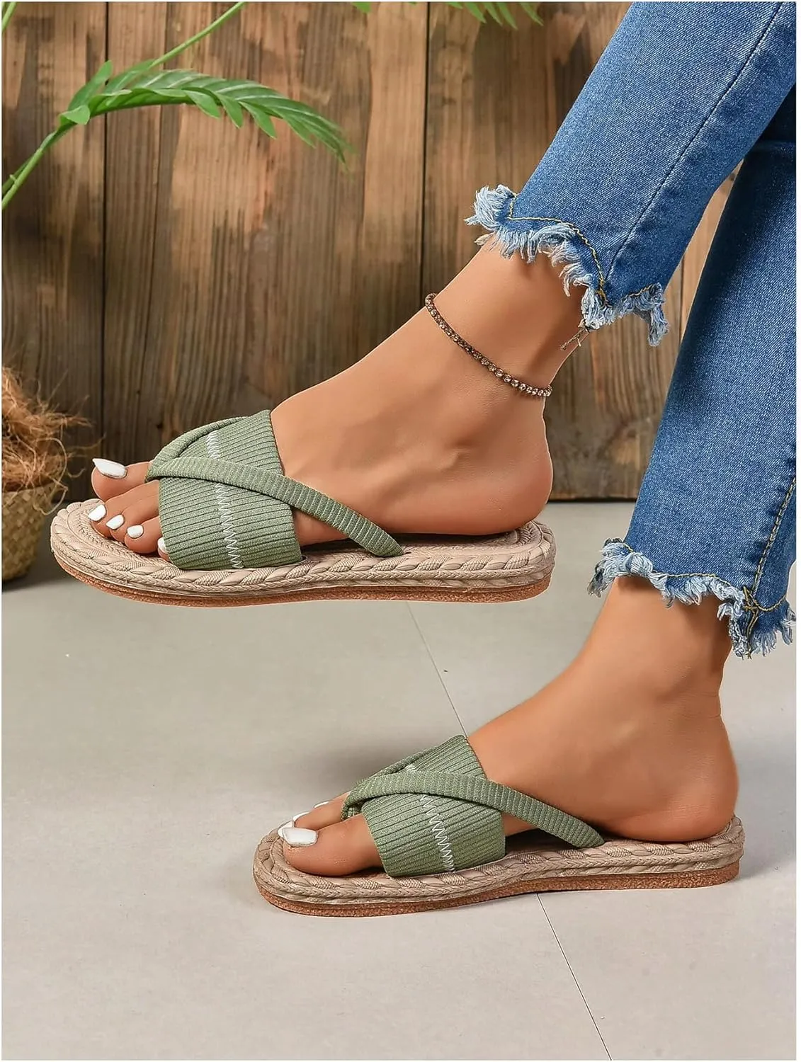 GORGLITTER Women's Open Toe Thong Dressy Sandals Summer Beach Flip Flops Trendy 2025 Slide Sandals