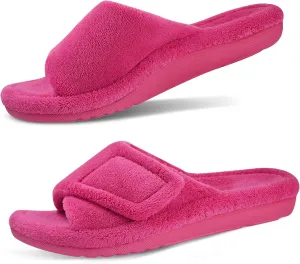 GRITHEIM Women's Orthotic Arch Support Slippers Fuzzy Adjustable Orthopedic Slippers for Plantar Fasciitis Furry Slide for Ladies