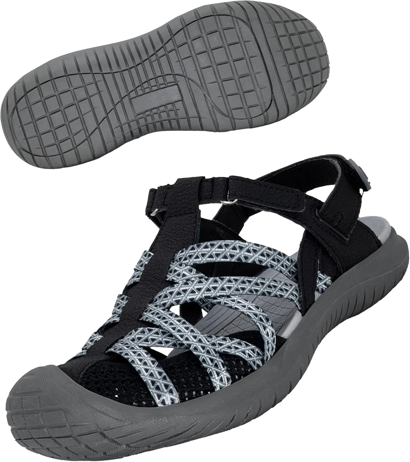 GRITION Hiking Sandals Women Closed Toe, Waterproof Lightweight Adjustable Hiking Athletic Sandals, Breathable For Beach Summer Adventure Comfortable Outdoor Sport