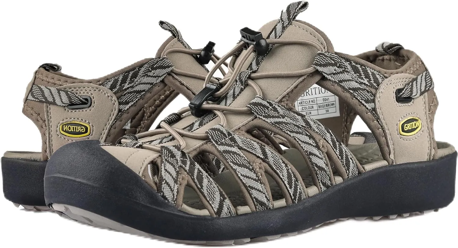 GRITION Hiking Sandals Women Closed Toe, Waterproof Lightweight Adjustable Hiking Athletic Sandals, Breathable For Beach Summer Adventure Comfortable Outdoor Sport