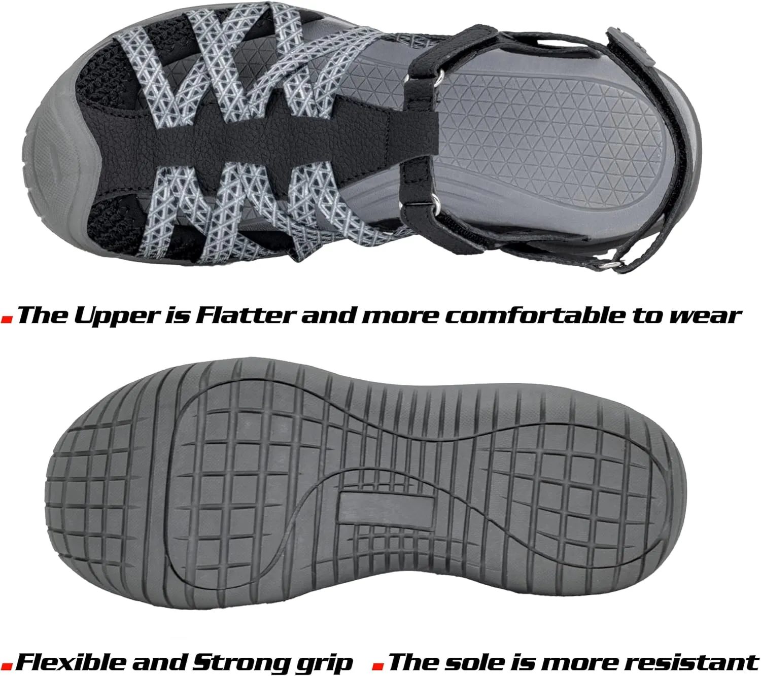 GRITION Hiking Sandals Women Closed Toe, Waterproof Lightweight Adjustable Hiking Athletic Sandals, Breathable For Beach Summer Adventure Comfortable Outdoor Sport