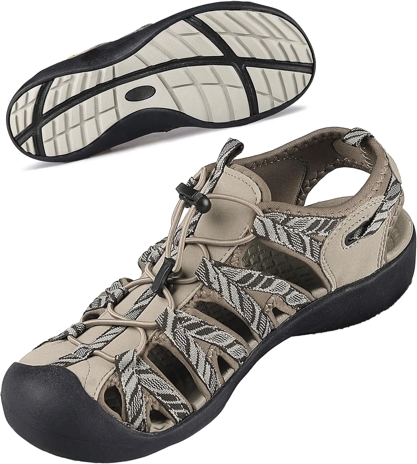 GRITION Hiking Sandals Women Closed Toe, Waterproof Lightweight Adjustable Hiking Athletic Sandals, Breathable For Beach Summer Adventure Comfortable Outdoor Sport