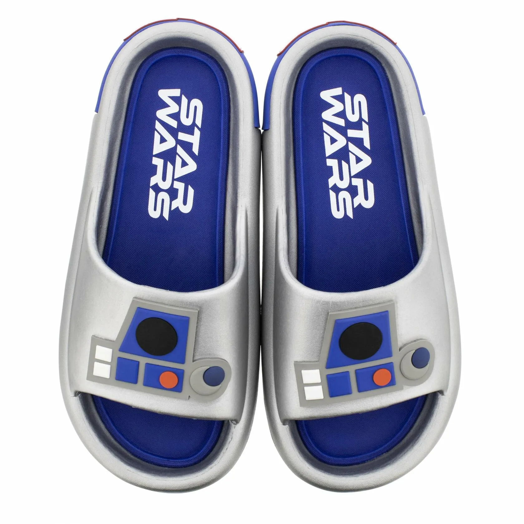Ground Up Star Wars R2-D2 Metallic Men's Cloud Comfort Slide Sandals (Silver, US