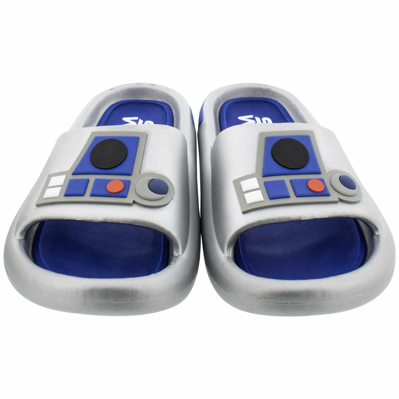 Ground Up Star Wars R2-D2 Metallic Men's Cloud Comfort Slide Sandals (Silver, US