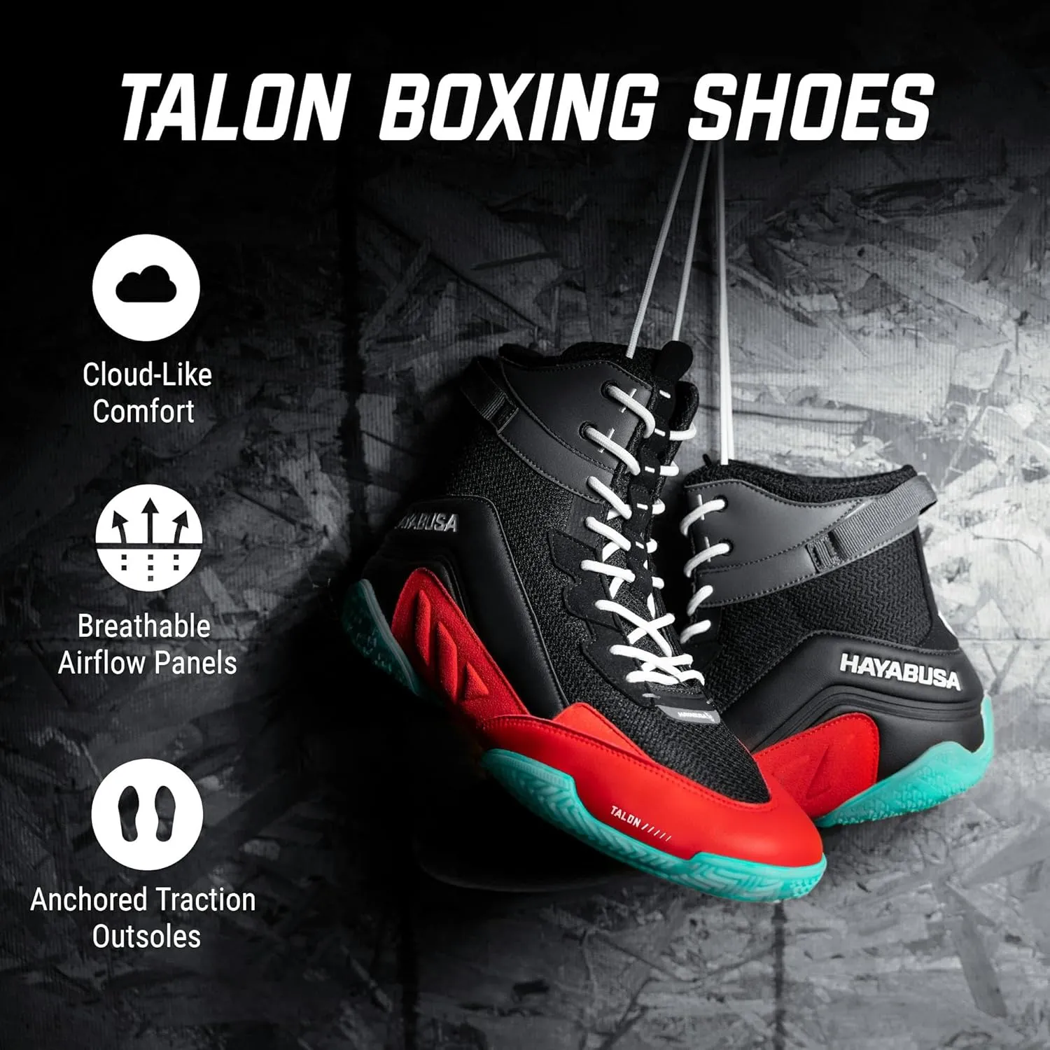 Hayabusa Talon Boxing Shoes for Men and Women Lace Up Lightweight Mid High Top