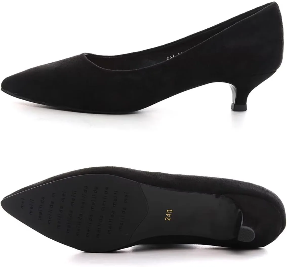 Hee grand Womens Kitten Heels Pumps Classic Low Heel Slip On Closed Pointed Toe Pumps Office Work Dress Pump Shoes