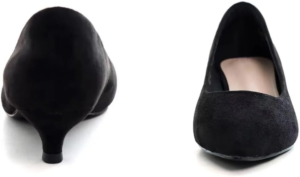 Hee grand Womens Kitten Heels Pumps Classic Low Heel Slip On Closed Pointed Toe Pumps Office Work Dress Pump Shoes