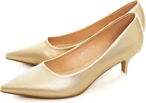 Hee grand Womens Kitten Heels Pumps Classic Low Heel Slip On Closed Pointed Toe Pumps Office Work Dress Pump Shoes