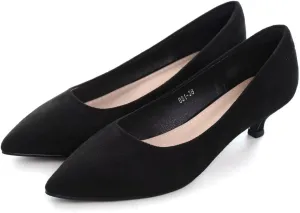 Hee grand Womens Kitten Heels Pumps Classic Low Heel Slip On Closed Pointed Toe Pumps Office Work Dress Pump Shoes