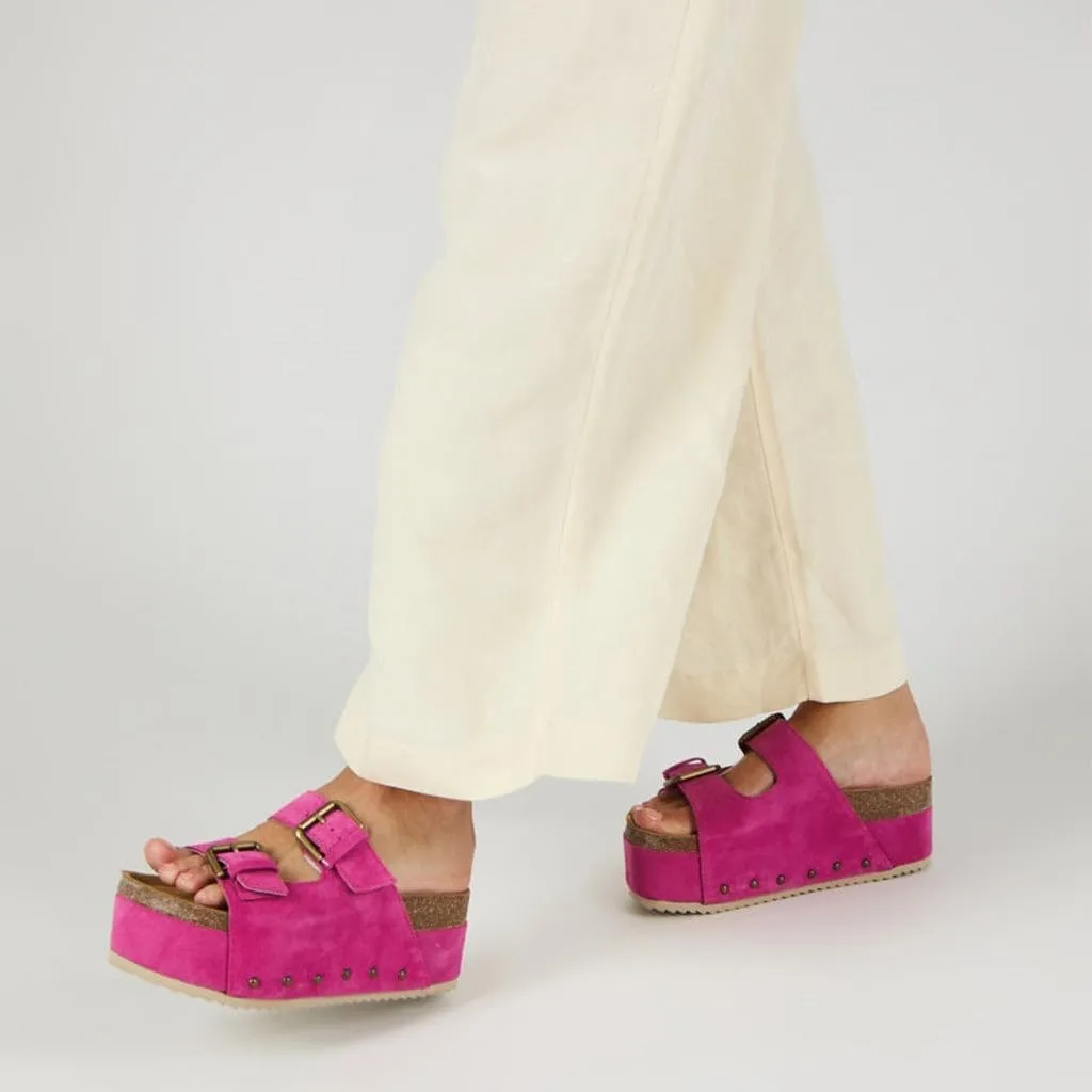 heelchic Platform Sandals Women, Chunky Platform Wedges with Arch Support, Big Buckle Casual Open Toe Slide Sandals