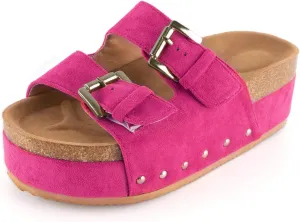 heelchic Platform Sandals Women, Chunky Platform Wedges with Arch Support, Big Buckle Casual Open Toe Slide Sandals