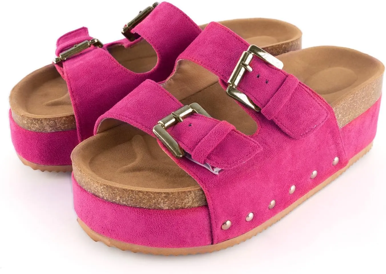 heelchic Platform Sandals Women, Chunky Platform Wedges with Arch Support, Big Buckle Casual Open Toe Slide Sandals
