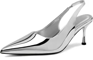 heelchic Women's Kitten Heel, Closed Pointed Toe Low Heel, Comfortable Pumps Shoes for Women Dress Shoes