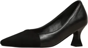 Hello Shero Women’s Pointed Toe Mid Kitten Heel Slingback Pumps Two-Tone Slip-On Dress Shoes for Office Lady Evening Party Dating Prom Church