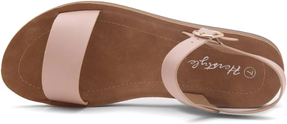 Herstyle Monday Womens Open Toes One Band Ankle Strap Flat Sandals