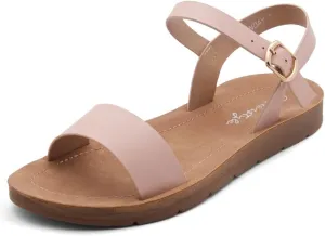 Herstyle Monday Womens Open Toes One Band Ankle Strap Flat Sandals