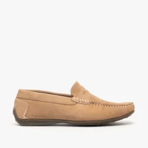 Hush Puppies ROSCOE Mens Nubuck Loafers Beige
