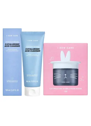 I DEW CARE Korean Acne Face Wash - Namaste Kitten   Bubble Foam Maker - Cat-ppuccino Bubble Foam Maker Bundle