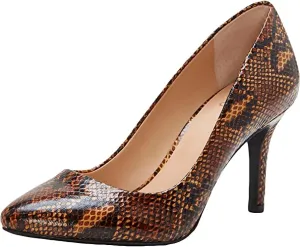 I-N-C Inc Women's Zitah Pointed Toe Pumps, Brown Snake, 7.5M