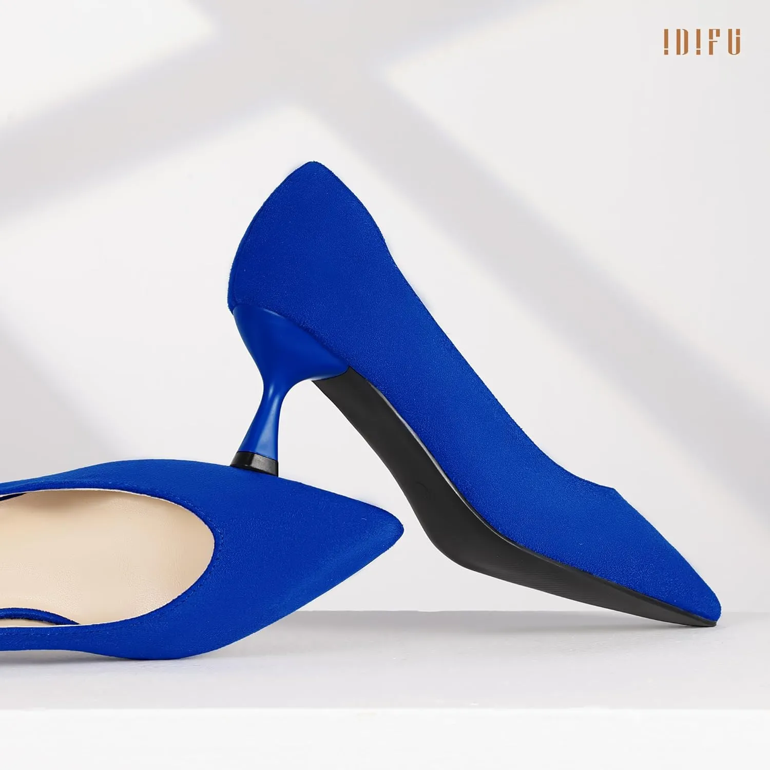 IDIFU IN3 Women's Pumps Kitten Closed Toe Heels Low Pointed Toe Heels Wedding Bridal Office Formal Work Prom Dress Shoes for Women Comfortable Dressy Trendy Cute Pumps Shoes