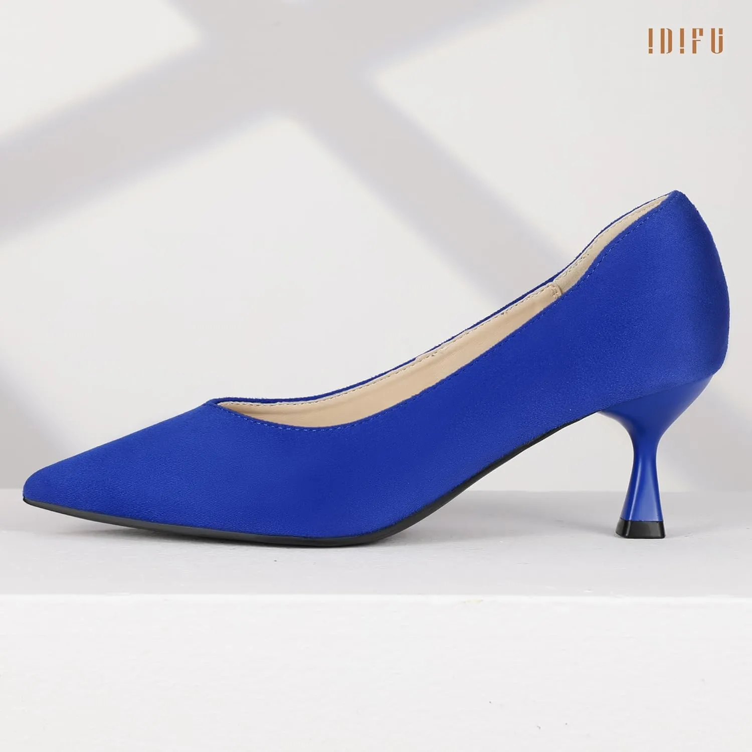 IDIFU IN3 Women's Pumps Kitten Closed Toe Heels Low Pointed Toe Heels Wedding Bridal Office Formal Work Prom Dress Shoes for Women Comfortable Dressy Trendy Cute Pumps Shoes