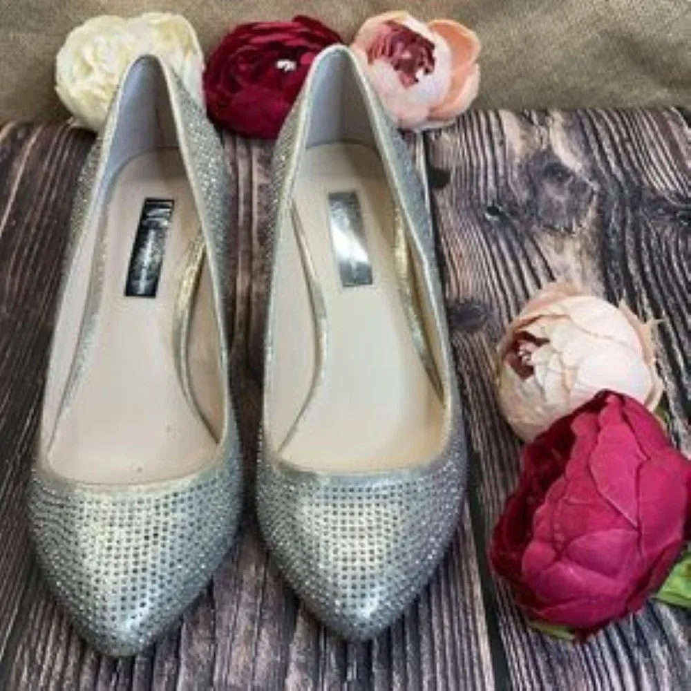 INC Champagne  Zitah Rhinestone Pointed Toe Pumps 8W