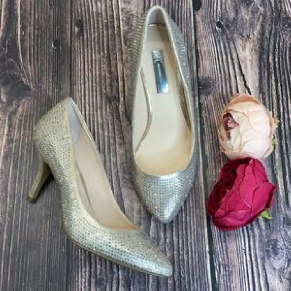 INC Champagne  Zitah Rhinestone Pointed Toe Pumps 8W