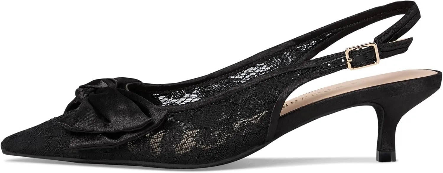 Jack Rogers Women's Debra Slingback Kitten Heel-Lace/Satin Pump