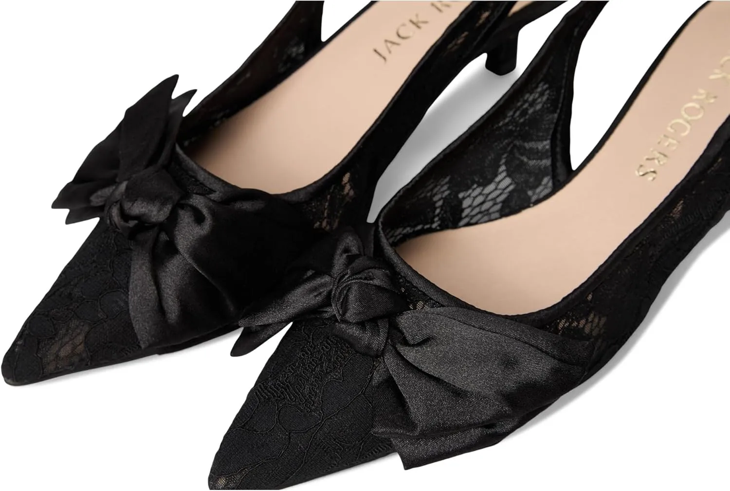 Jack Rogers Women's Debra Slingback Kitten Heel-Lace/Satin Pump