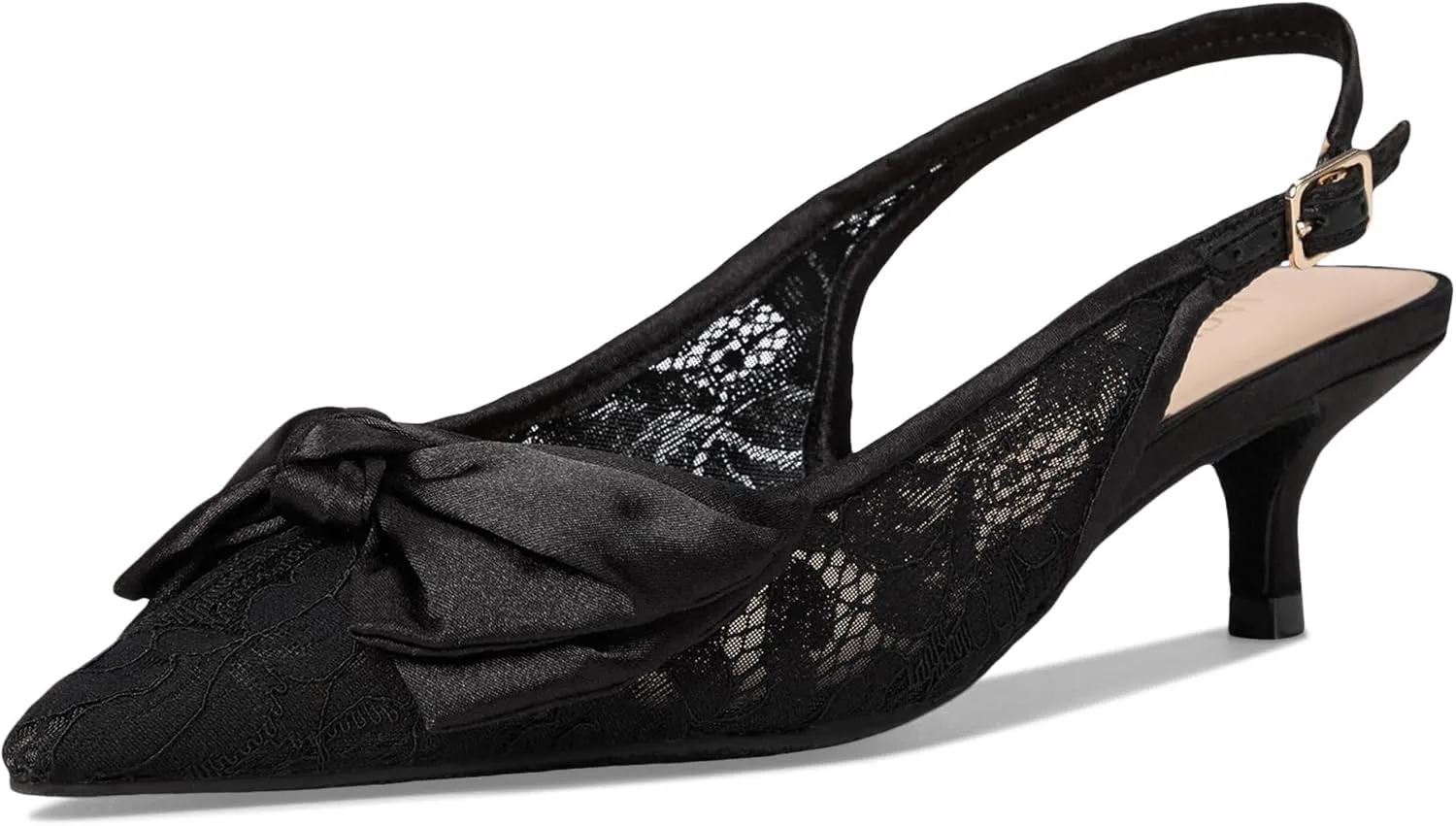 Jack Rogers Women's Debra Slingback Kitten Heel-Lace/Satin Pump