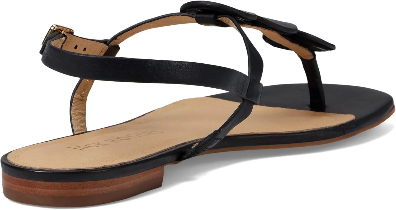 Jack Rogers Worth Flat Sandal for Women - Leather Upper, Adjustable Ankle Strap with Buckle Closure