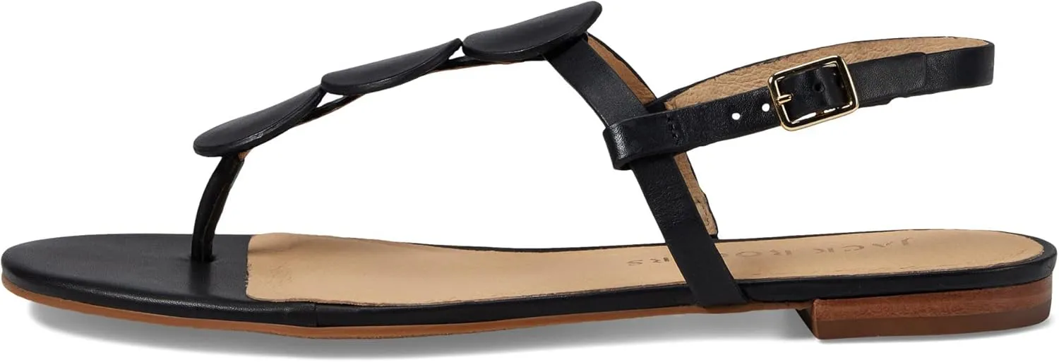 Jack Rogers Worth Flat Sandal for Women - Leather Upper, Adjustable Ankle Strap with Buckle Closure