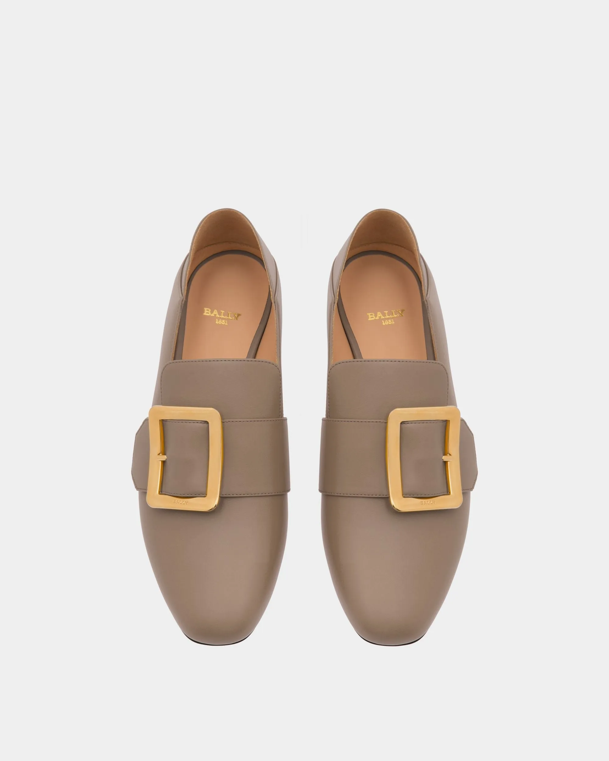 Janelle Leather Loafers In Taupe