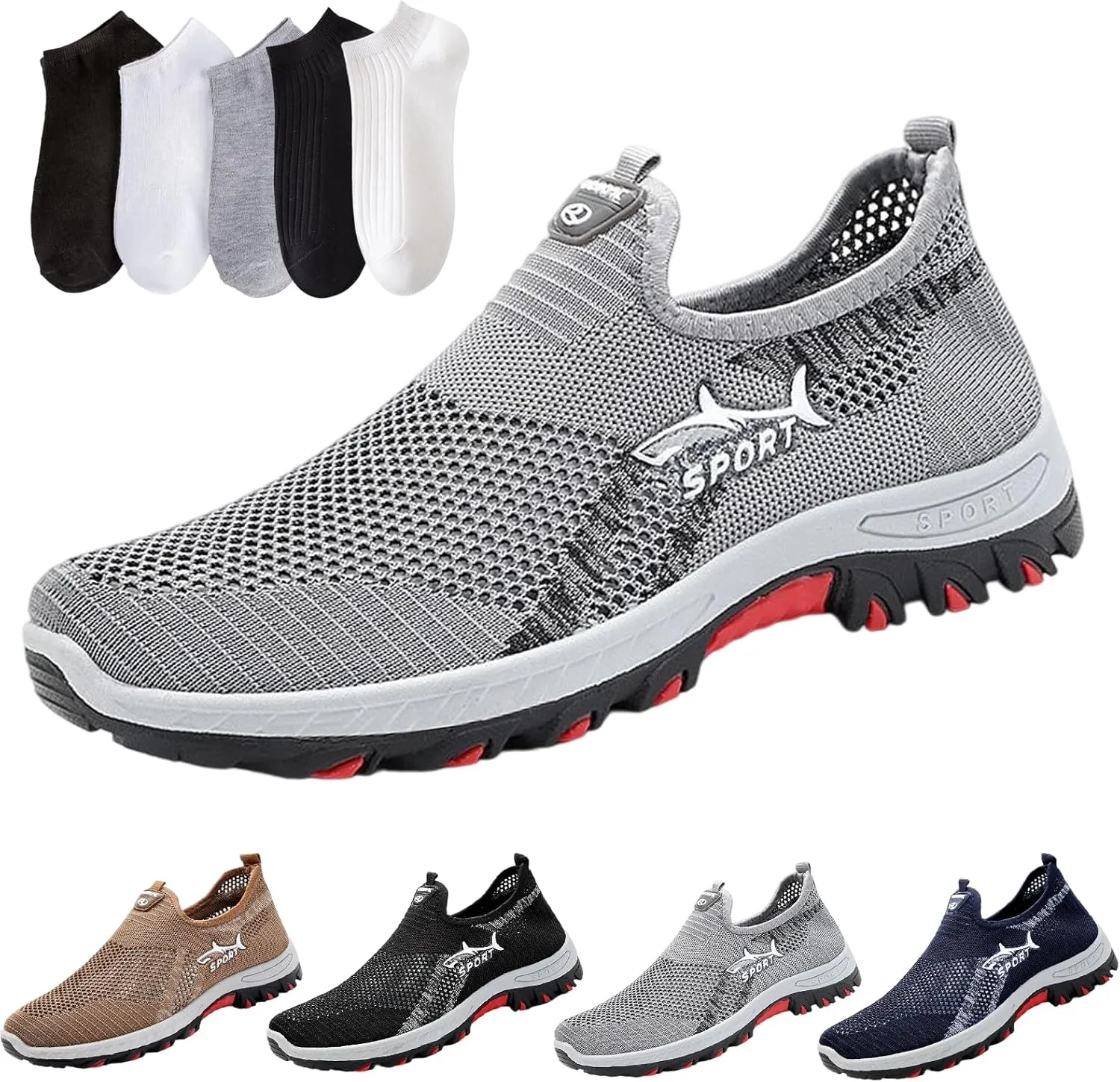 JarV Cooling Comfort Sneaker, Breathable Mesh Lightweight Cooling Slip-On, Non-Slip Soft Casual Shoes for Men