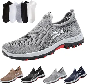 JarV Cooling Comfort Sneaker, Breathable Mesh Lightweight Cooling Slip-On, Non-Slip Soft Casual Shoes for Men
