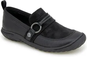 JBU Women's Phoebe Slip On Fashion Comfort Loafer Flat, Black, 7.5
