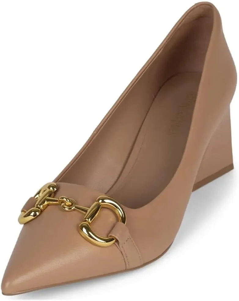 Jeffrey Campbell Happy-Hour Natural Gold Fashion Pointed Toe Slip On Pump Shoes