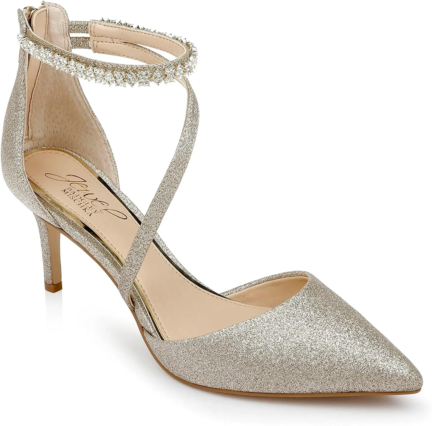 Jewel Badgley Mischka Alaia Pointed-Toe Kitten Heel