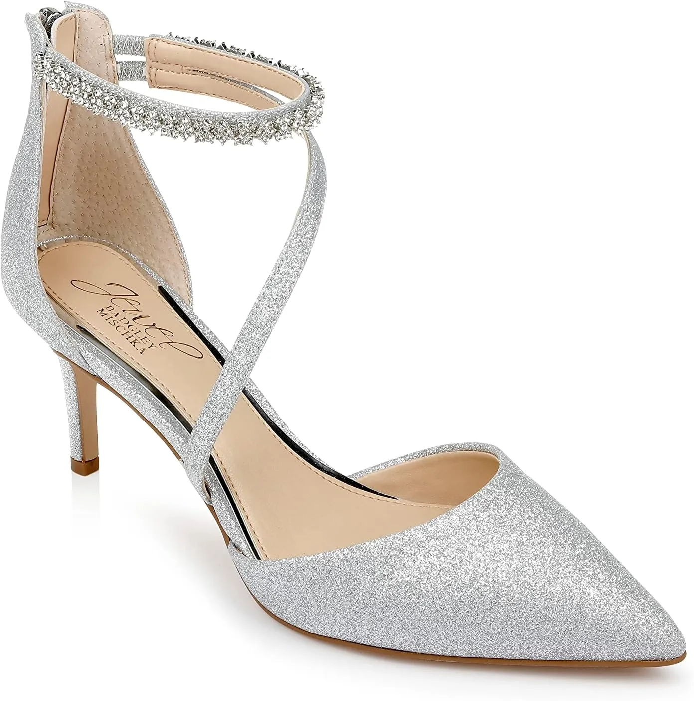 Jewel Badgley Mischka Alaia Pointed-Toe Kitten Heel
