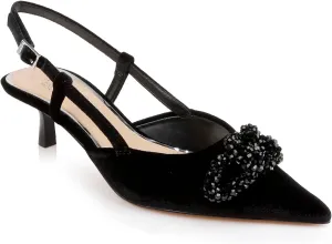 Jewel Badgley Mischka Tabitha Velvet Slingback Kitten Heels