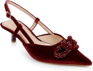 Jewel Badgley Mischka Tabitha Velvet Slingback Kitten Heels