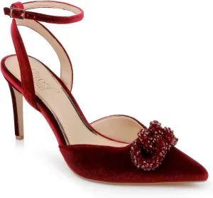Jewel Badgley Mischka Tailynn Pointed Toe Velvet Stiletto Heels