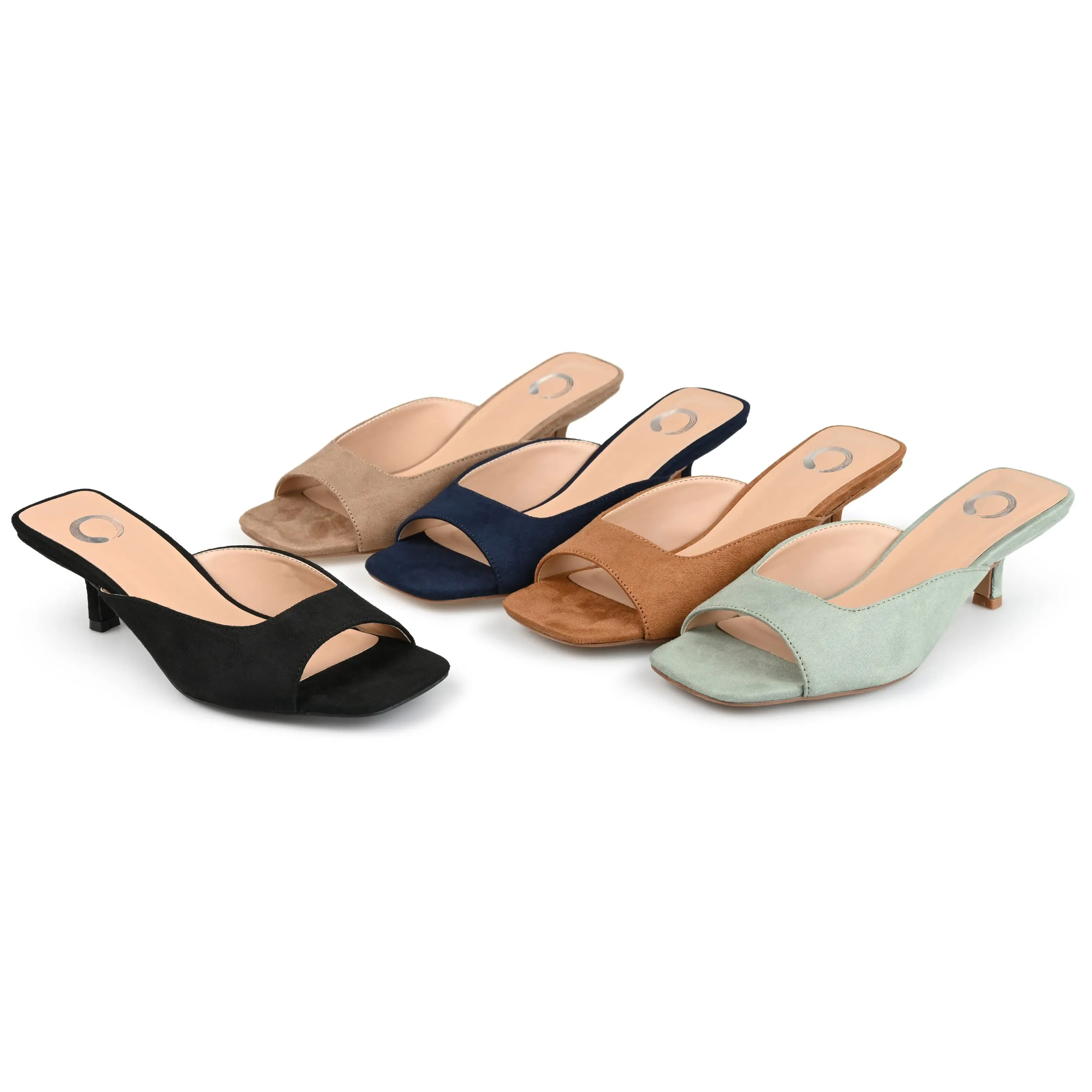 Journee Collection Square Open Toe Kitten Heel Pump for Women - Larna Slip-On Heeled Fashion Sandal, Size - 5.5 Medium
