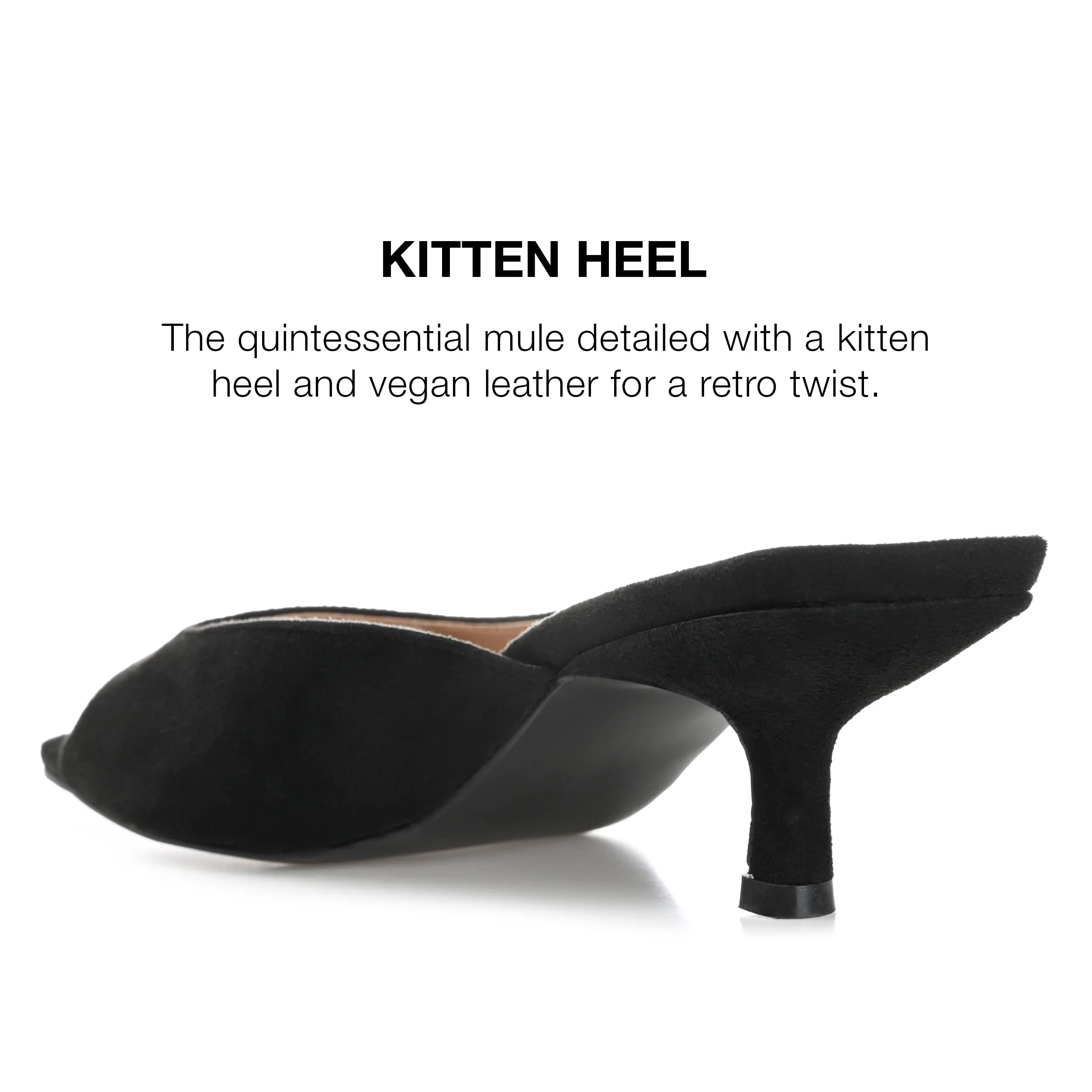 Journee Collection Square Open Toe Kitten Heel Pump for Women - Larna Slip-On Heeled Fashion Sandal, Size - 5.5 Medium