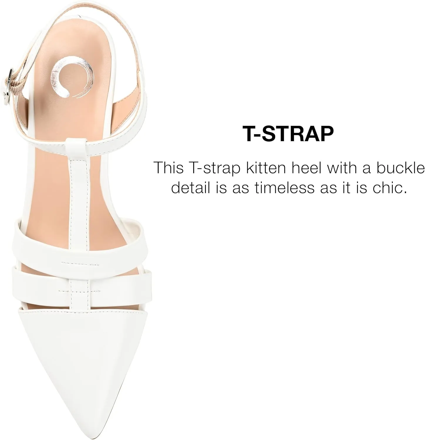Journee Pointed Toe Kitten Heel Strappy Buckle Ankle Strap Pump for Women - Jazlynn Slingback Fashion Shoe