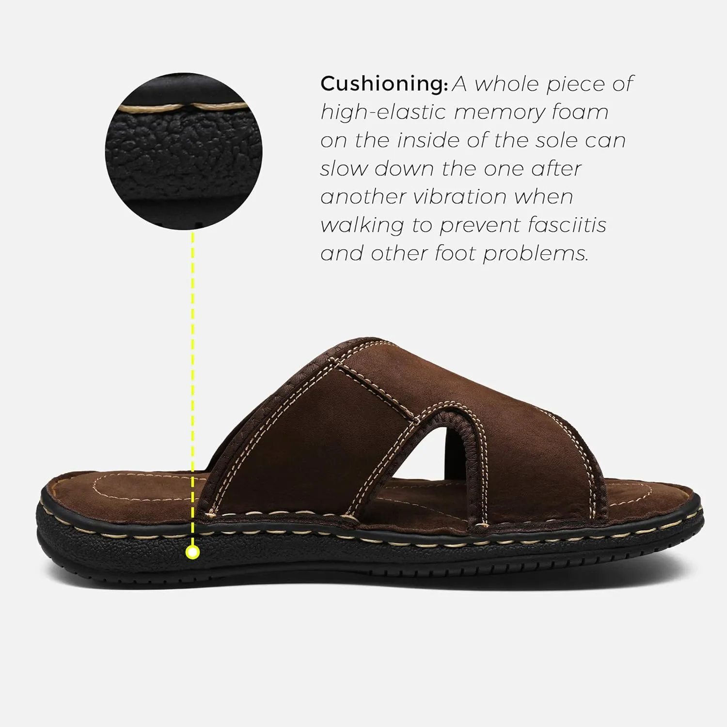 Jousen Men's Leather Sandals Arch Support Slide Outdoor Retro Sandals For Men