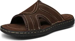 Jousen Men's Leather Sandals Arch Support Slide Outdoor Retro Sandals For Men