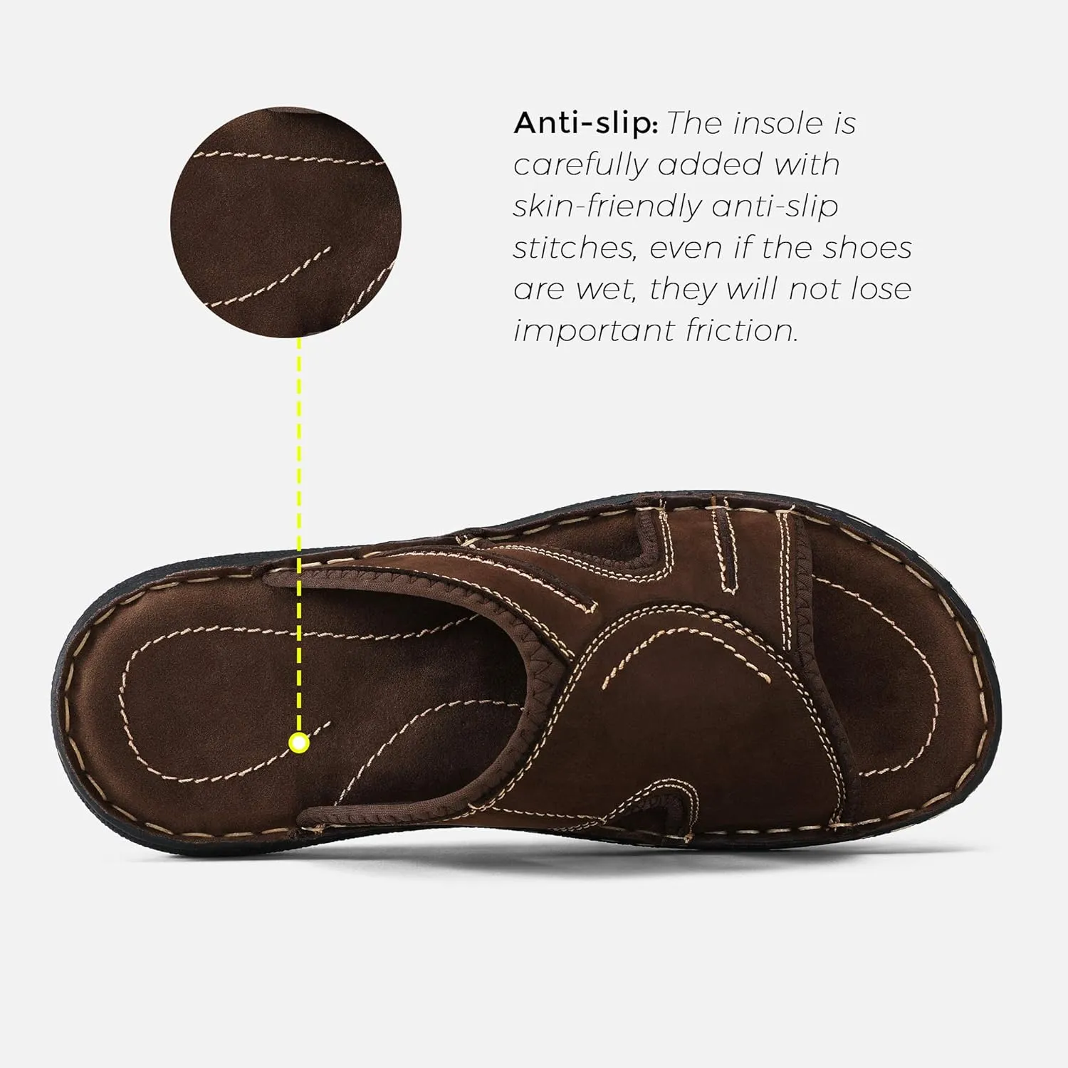 Jousen Men's Leather Sandals Arch Support Slide Outdoor Retro Sandals For Men