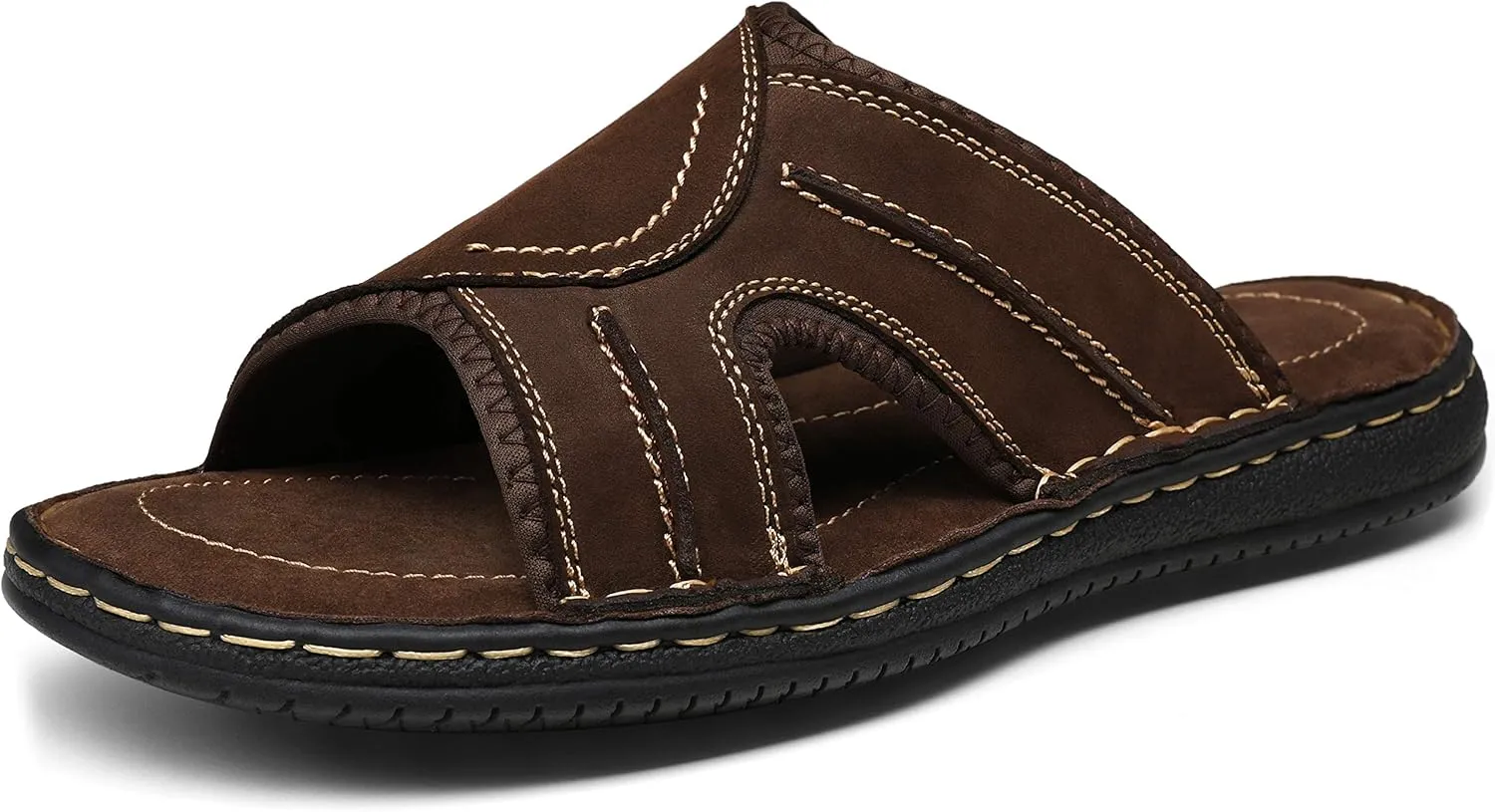 Jousen Men's Leather Sandals Arch Support Slide Outdoor Retro Sandals For Men