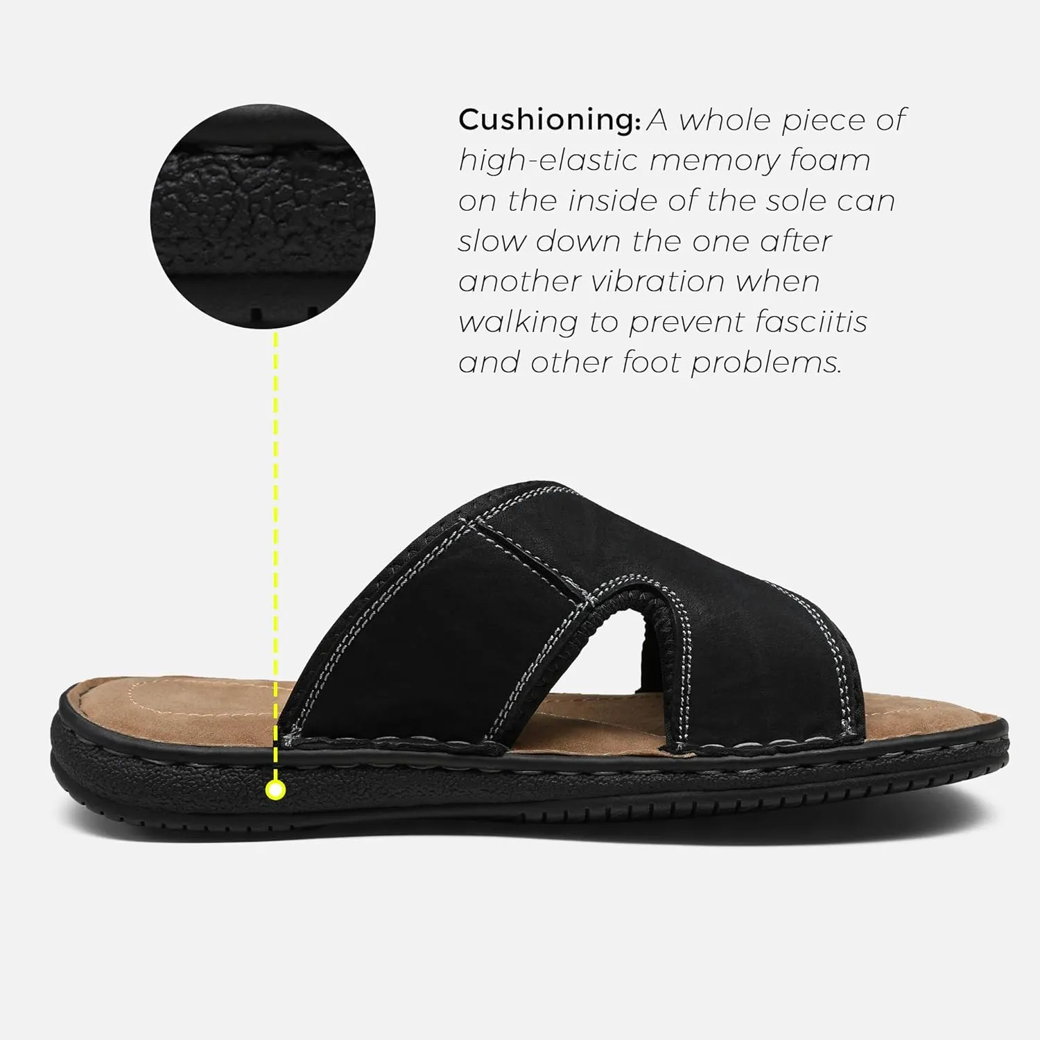 Jousen Men's Leather Sandals Arch Support Slide Outdoor Retro Sandals For Men